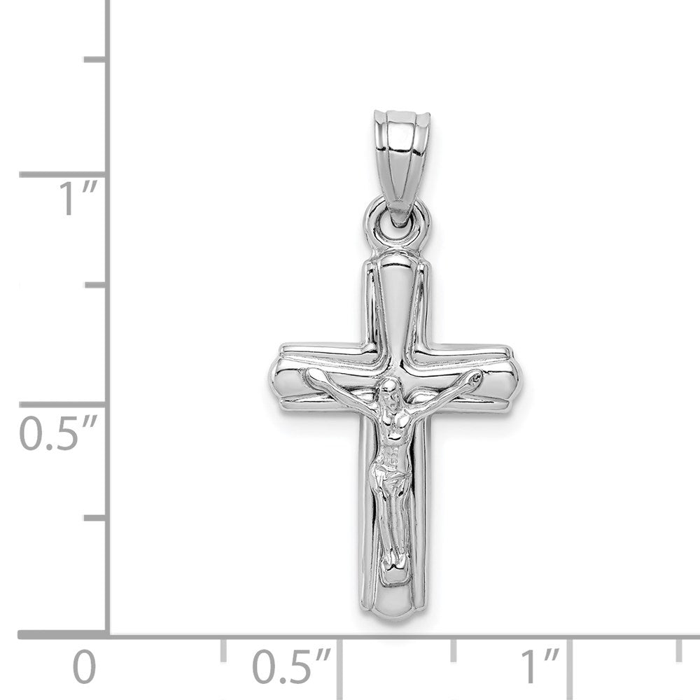 Sterling Silver Rhodium-Plated Hollow Crucifix Pendant
