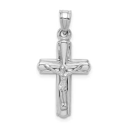 Sterling Silver Rhodium-Plated Hollow Crucifix Pendant