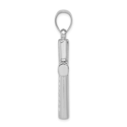 Sterling Silver Rhodium-Plated Diamond -Cut Cross Pendant