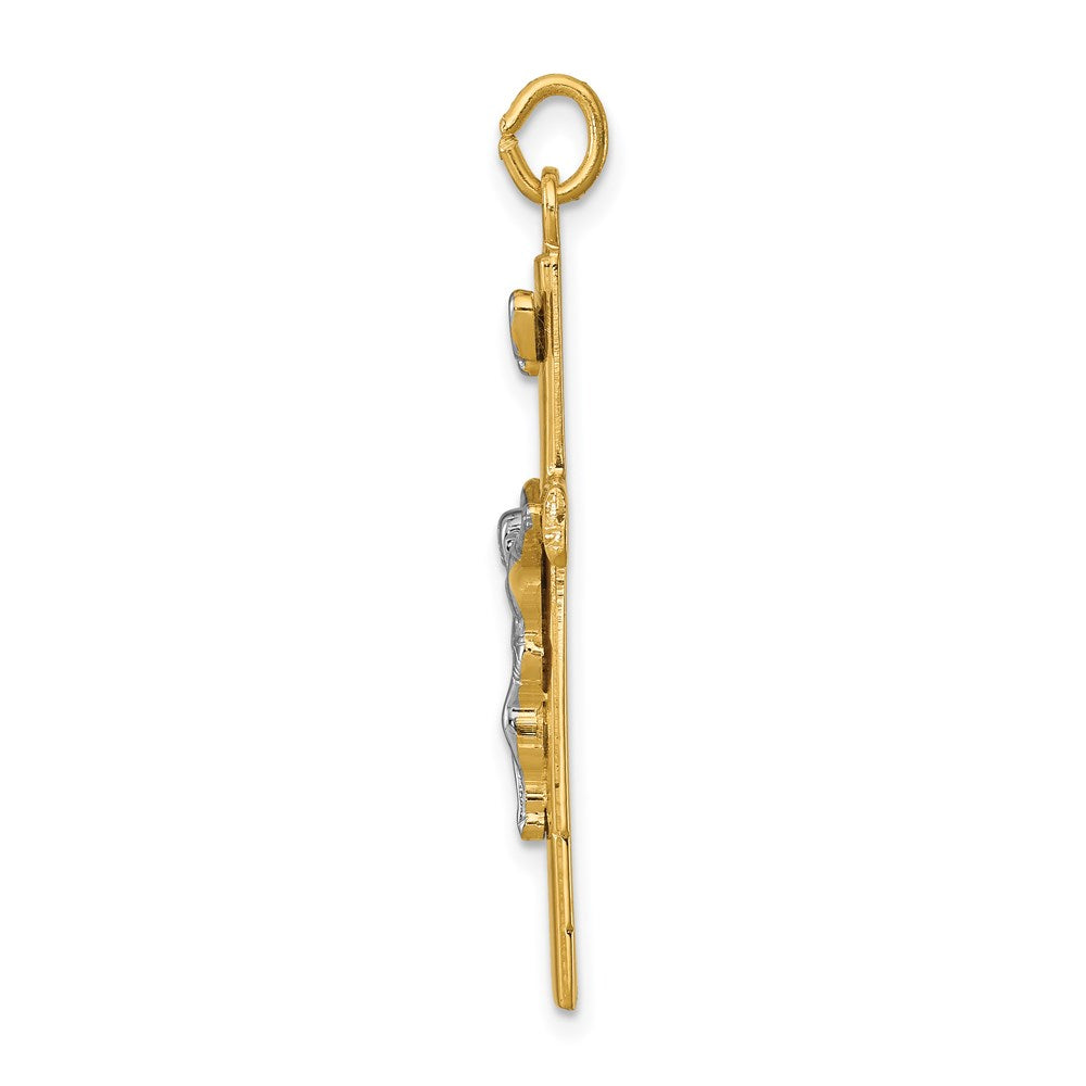 Sterling Silver Rhodium-Plated & 18K Gold-Plated Crucifix Pendant