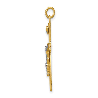 Sterling Silver Rhodium-Plated & 18K Gold-Plated Crucifix Pendant