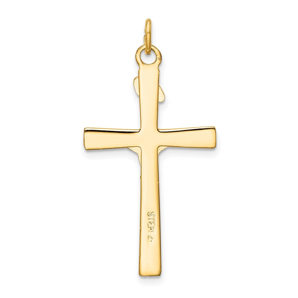 Sterling Silver Rhodium-Plated & 18K Gold-Plated Crucifix Pendant