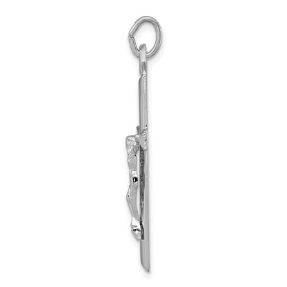 Sterling Silver Rhodium-Plated Crucifix Pendant