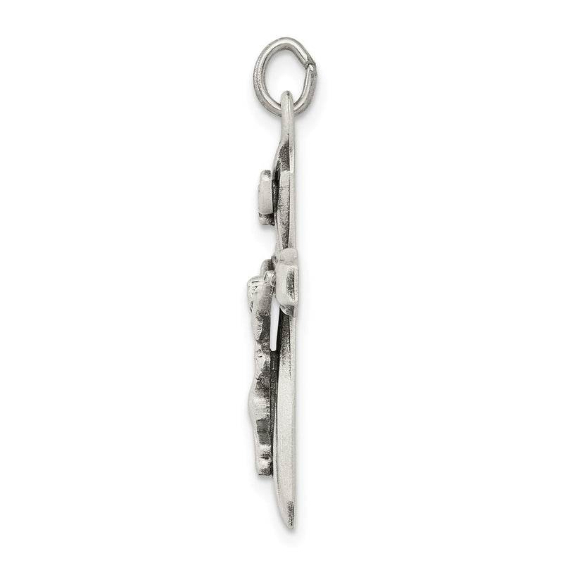 Sterling Silver Antiqued Inri Crucifix Pendant