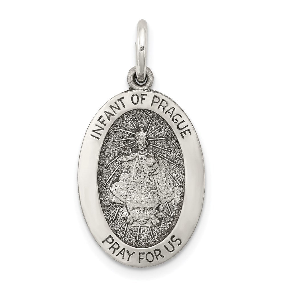 Sterling Silver Antiqued Infant Of Prague Medal