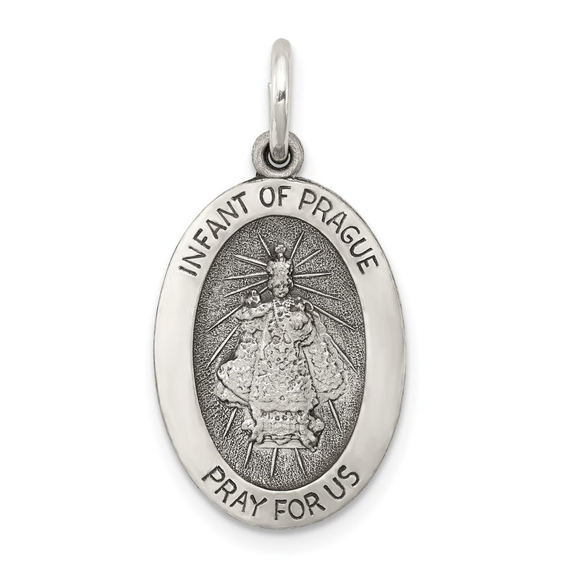 Sterling Silver Antiqued Infant Of Prague Medal