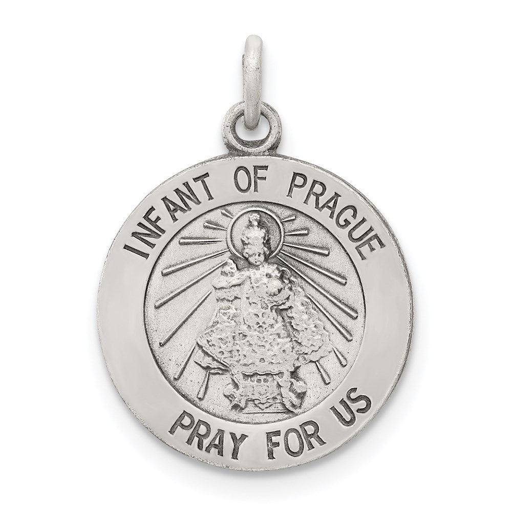 Sterling Silver Antiqued Infant Of Prague Medal