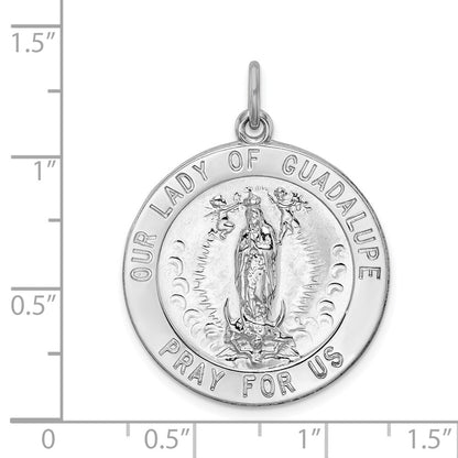 Sterling Silver Rhodium-Plated Our Lady Of Guadalupe Medal