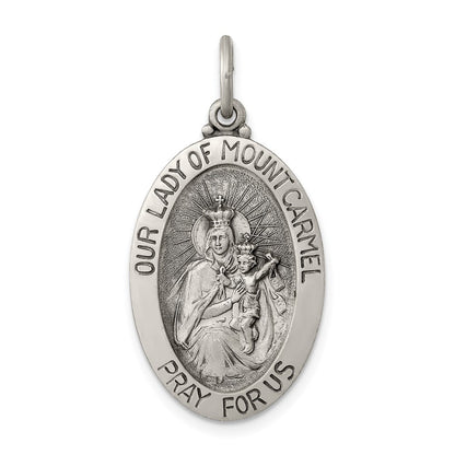 Sterling Silver Antiqued Our Lady Of Mount Carmel Medal