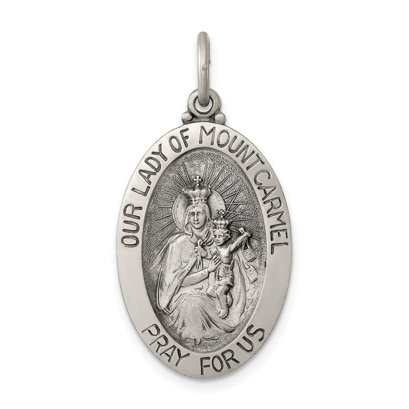 Sterling Silver Antiqued Our Lady Of Mount Carmel Medal