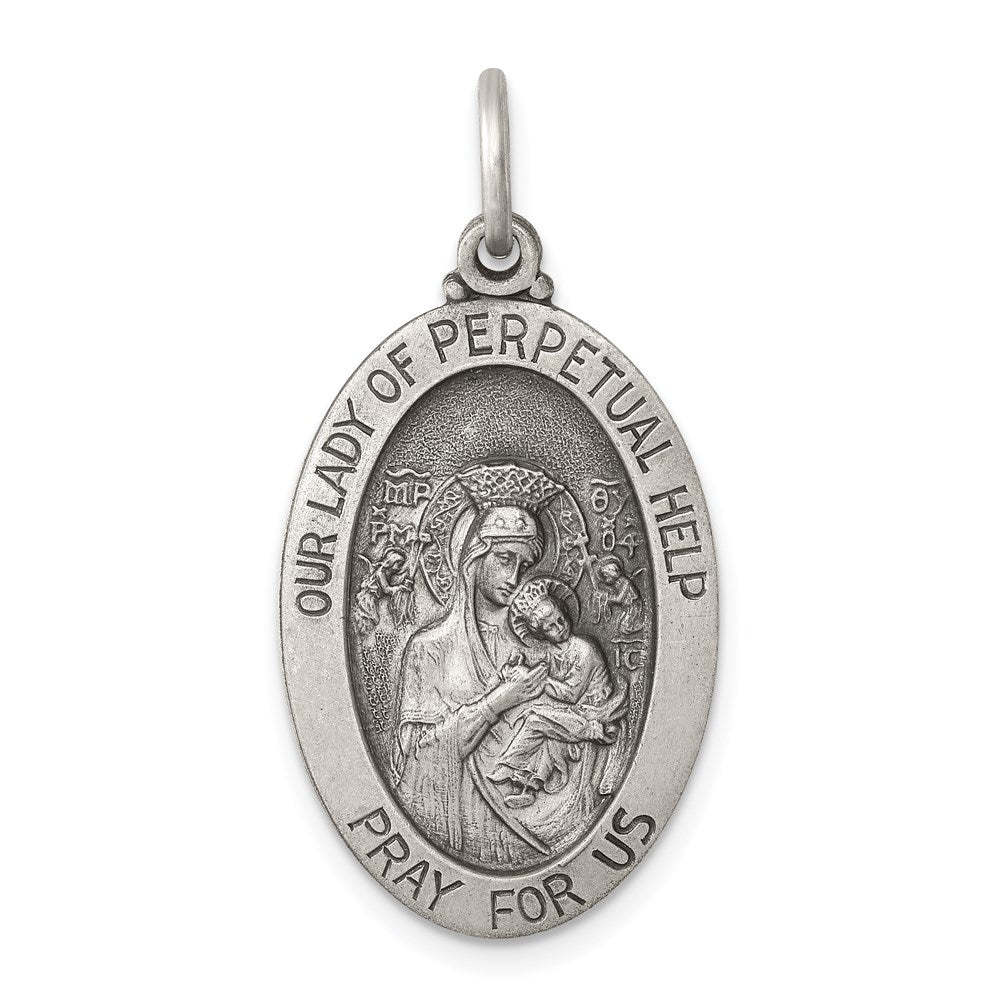 Sterling Silver Antiqued Our Lady Of Perpetual Help Medal