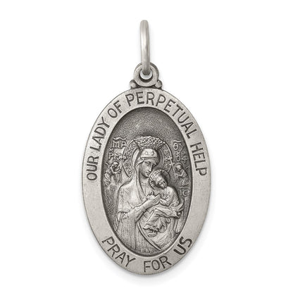 Sterling Silver Antiqued Our Lady Of Perpetual Help Medal