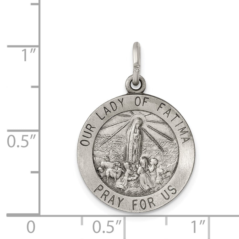 Sterling Silver Antiqued Our Lady Of Fatima Medal