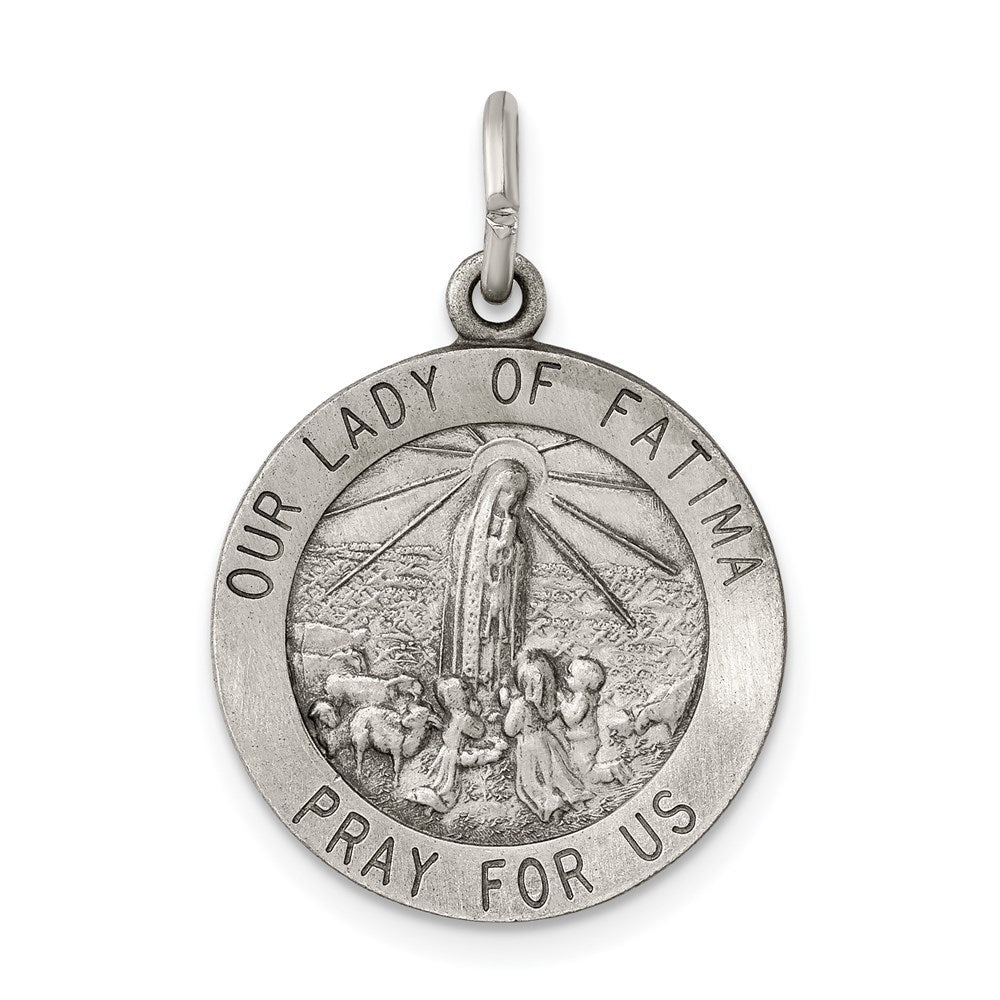 Sterling Silver Antiqued Our Lady Of Fatima Medal