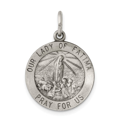 Sterling Silver Antiqued Our Lady Of Fatima Medal
