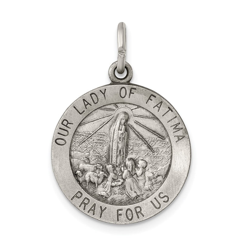 Sterling Silver Antiqued Our Lady Of Fatima Medal