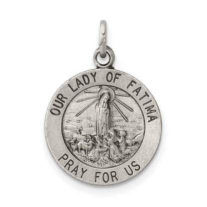 Sterling Silver Antiqued Our Lady Of Fatima Medal