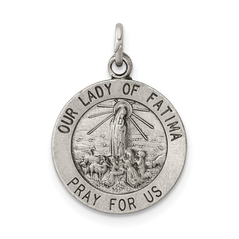 Sterling Silver Antiqued Our Lady Of Fatima Medal