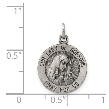 Sterling Silver Antiqued Our Lady Of Sorrows Medal