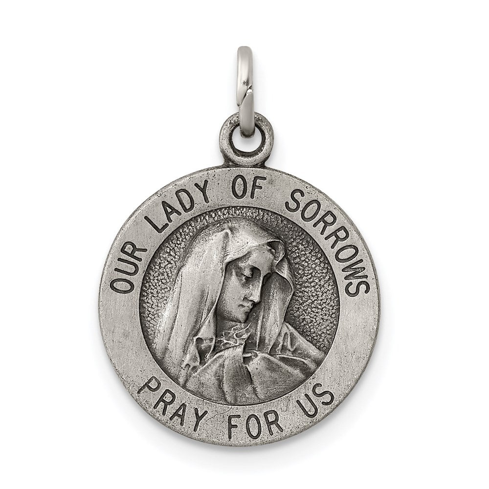 Sterling Silver Antiqued Our Lady Of Sorrows Medal