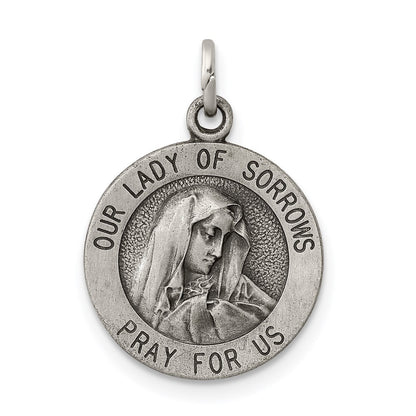 Sterling Silver Antiqued Our Lady Of Sorrows Medal