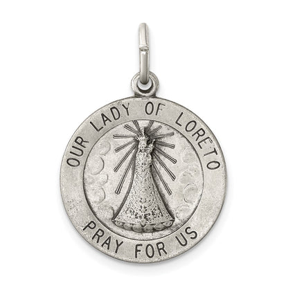 Sterling Silver Antiqued Our Lady Of Loreto Medal