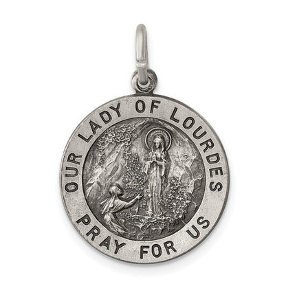 Sterling Silver Antiqued Our Lady Of Lourdes Medal