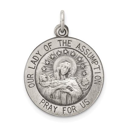 Sterling Silver Antiqued Our Lady Of The Assumption Medal
