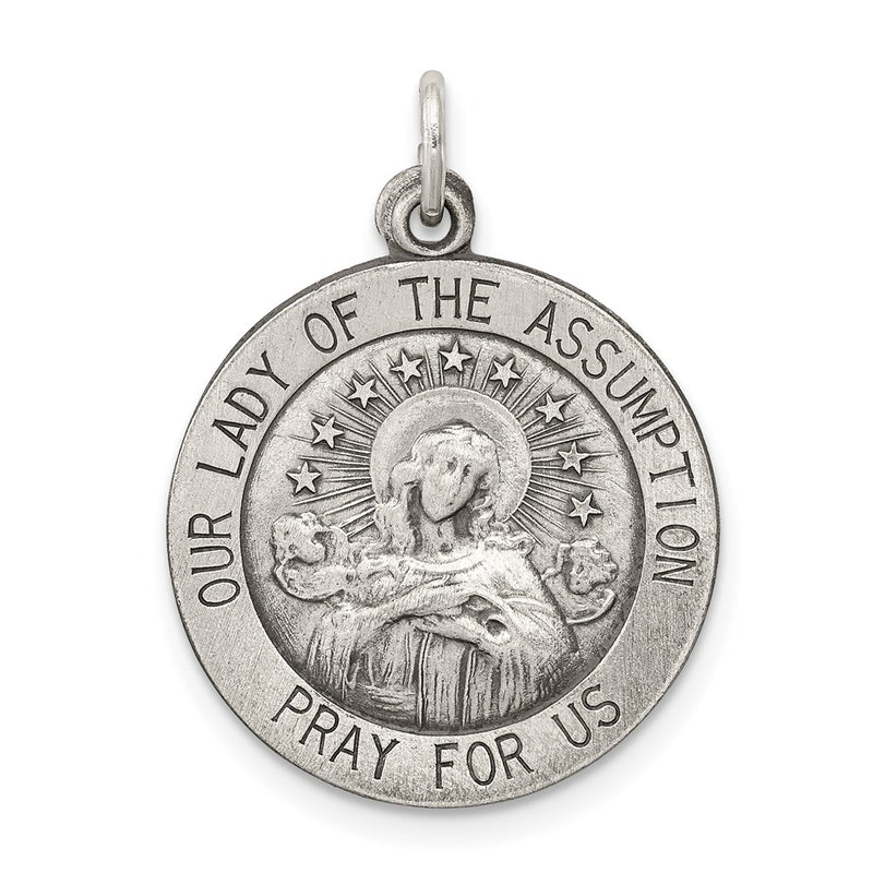 Sterling Silver Antiqued Our Lady Of The Assumption Medal