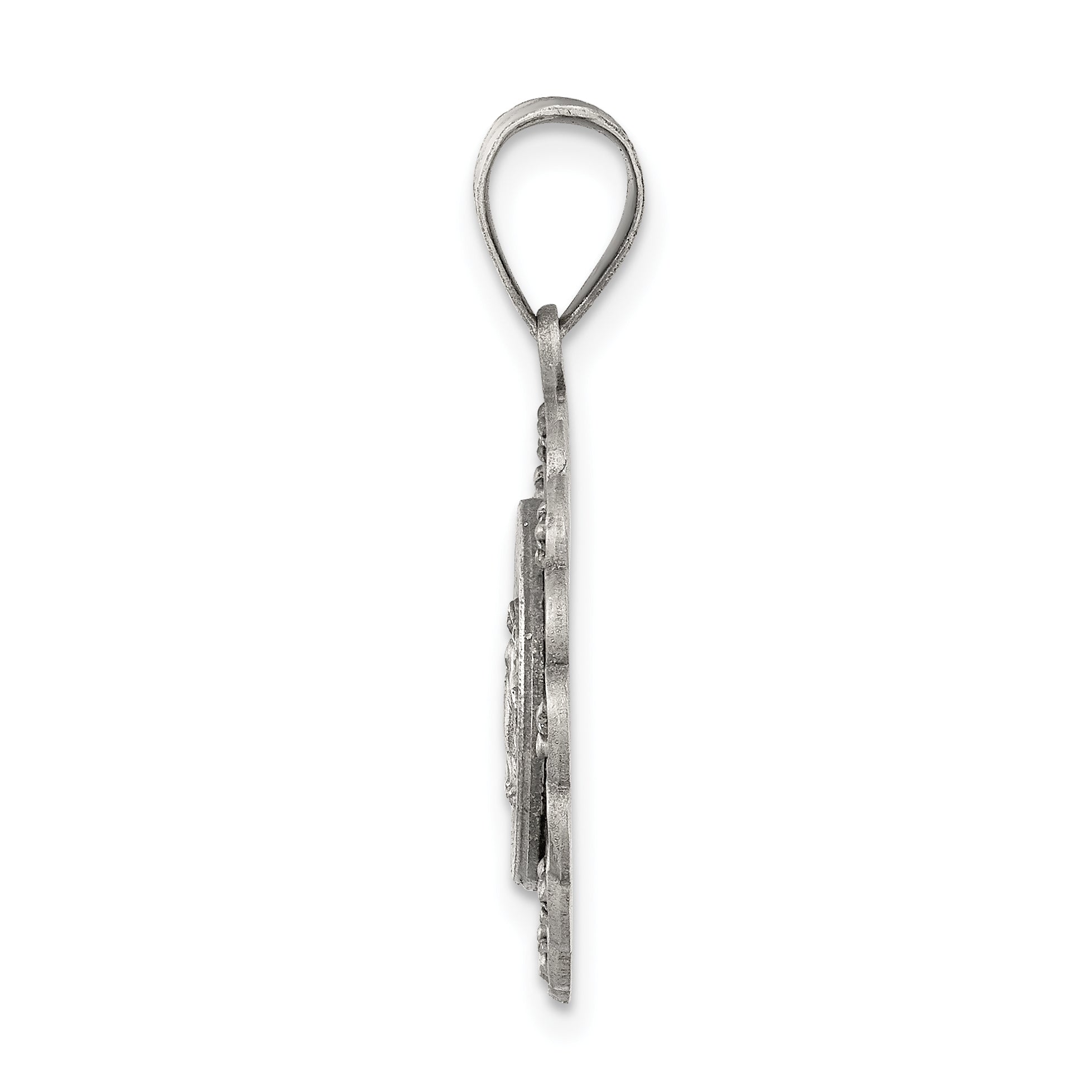 Sterling Silver & Cz Antiqued Blessed Mother Pendant
