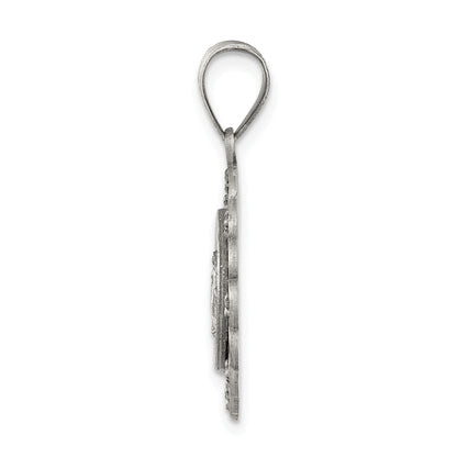 Sterling Silver & Cz Antiqued Blessed Mother Pendant