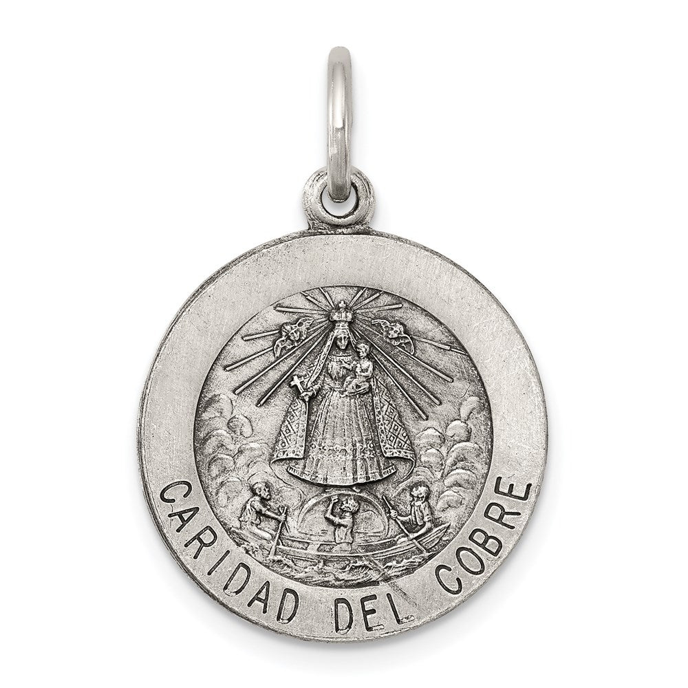 Sterling Silver Antiqued Caridad Del Cobre Medal