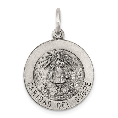 Sterling Silver Antiqued Caridad Del Cobre Medal