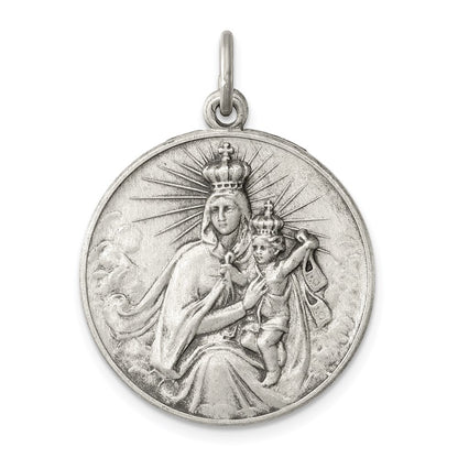 Sterling Silver Antiqued Our Lady Of The Holy Scapular Medal