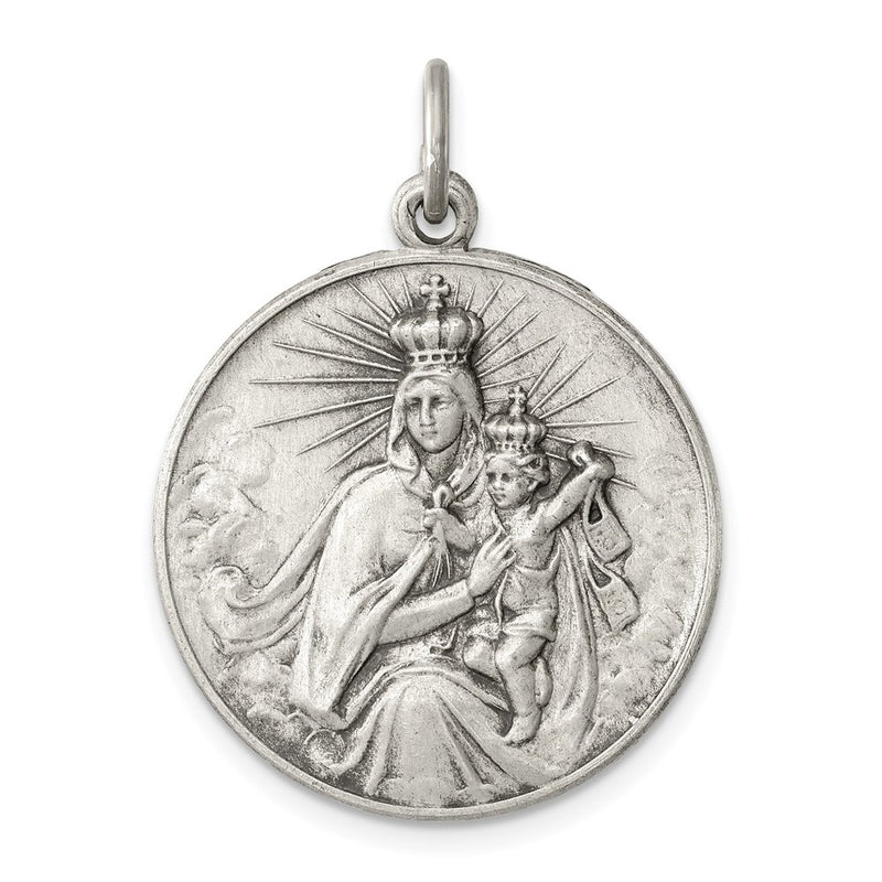 Sterling Silver Antiqued Our Lady Of The Holy Scapular Medal