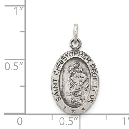 Sterling Silver Antiqued Saint Christopher Medal