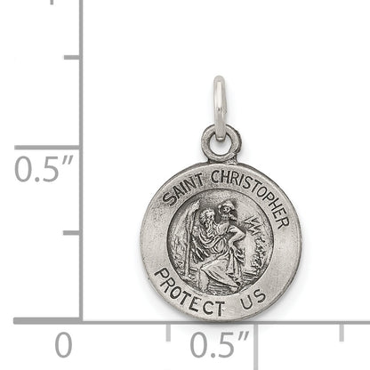 Sterling Silver Antiqued Saint Christopher Medal