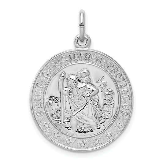 Sterling Silver Rhodium-Plated Saint Christopher Medal