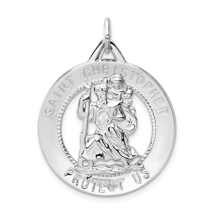Sterling Silver Rhodium-Plated St. Christopher Medal