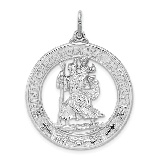 Sterling Silver Rhodium-Plated Saint Christopher Medal