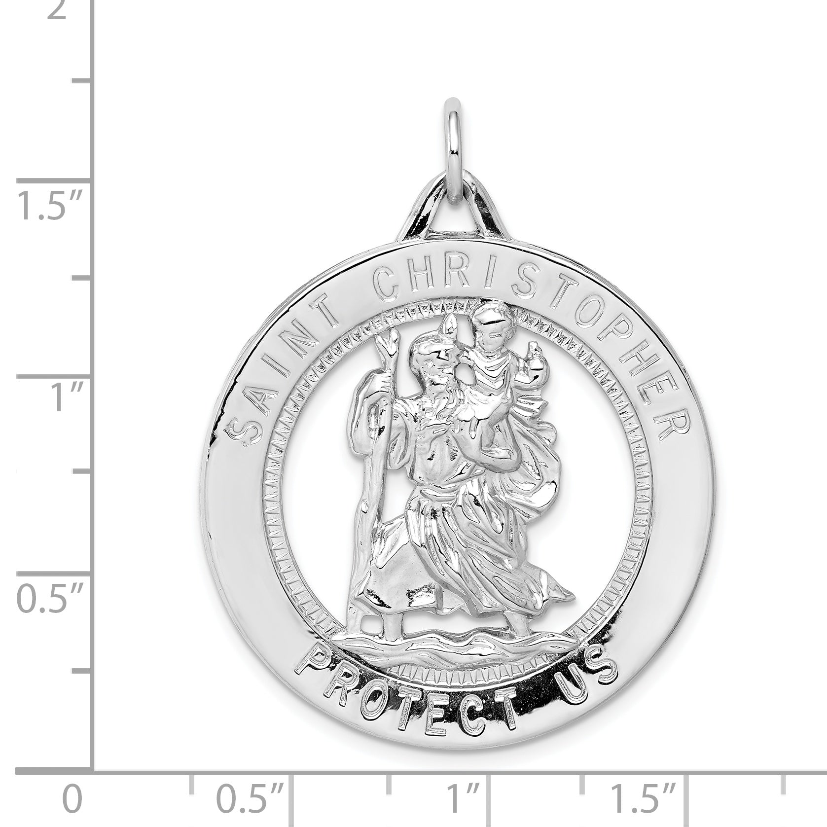 Sterling Silver Rhodium-Plated Saint Christopher Medal