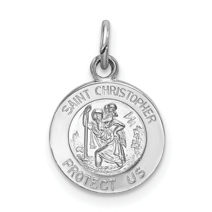 Sterling Silver Rhodium-Plated Saint Christopher Medal