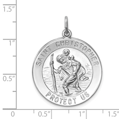 Sterling Silver Rhodium-Plated Saint Christopher Medal