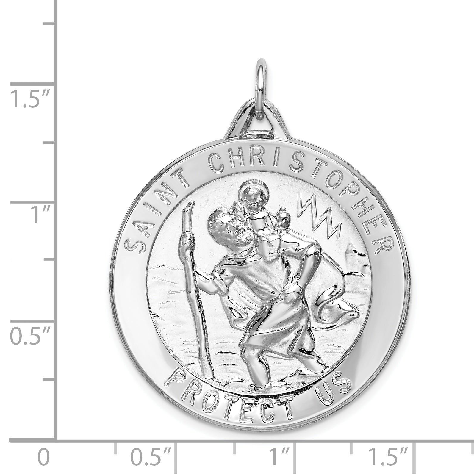 Sterling Silver Rhodium-Plated Saint Christopher Medal