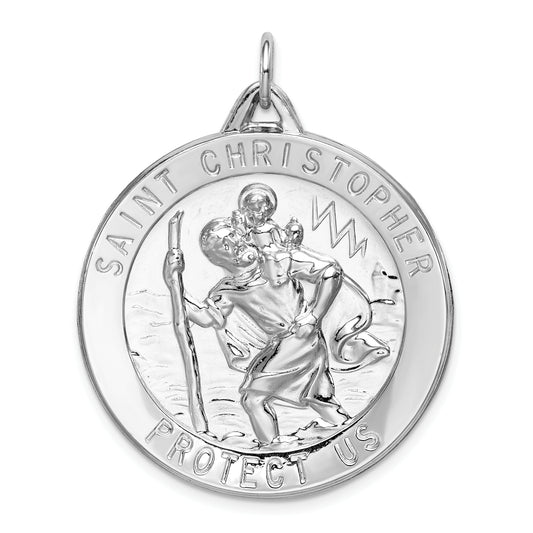 Sterling Silver Rhodium-Plated Saint Christopher Medal