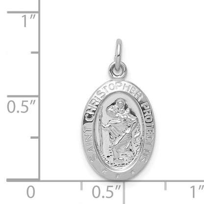 Sterling Silver Rhodium-Plated Saint Christopher Medal