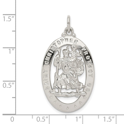 Sterling Silver Rhodium-Plated Saint Christopher Medal