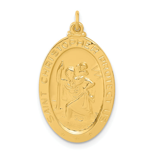 Sterling Silver 24K Gold-Plated Saint Christopher Hockey Medal