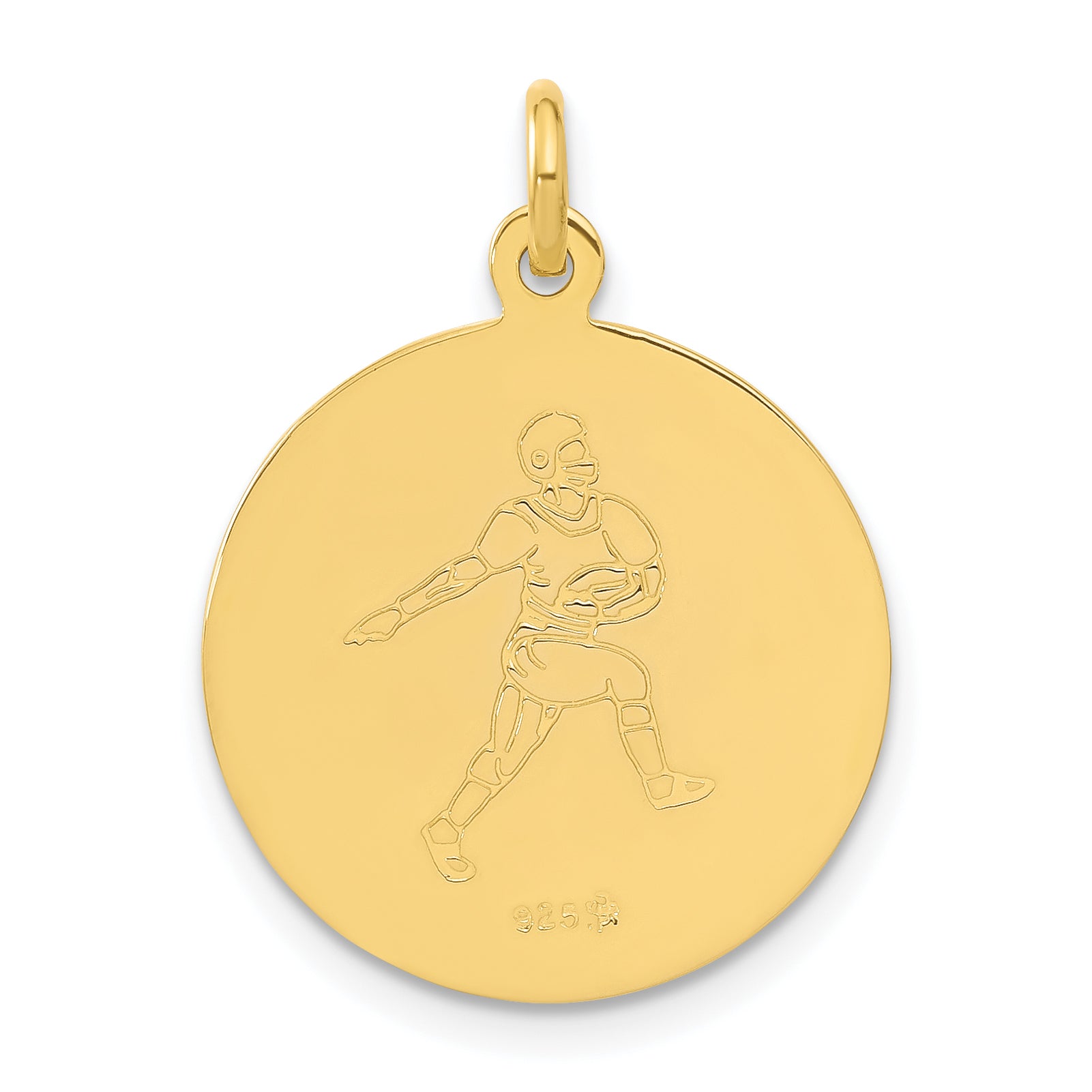 Sterling Silver 24K Gold-Plated Football St. Christopher Medal
