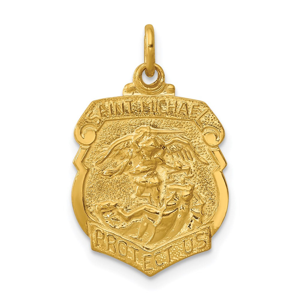 Sterling Silver 24K Gold-Plated Saint Michael Badge Medal